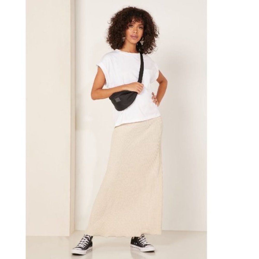 Free People Cream Maxi Skirt